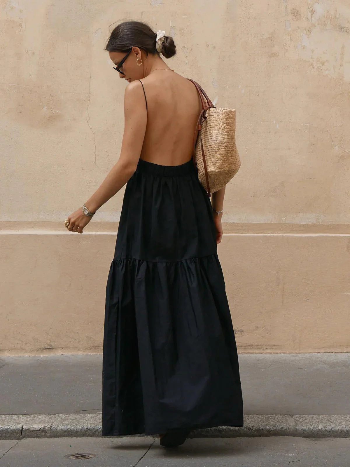 Lucía - Vestido largo liso espalda descubierta