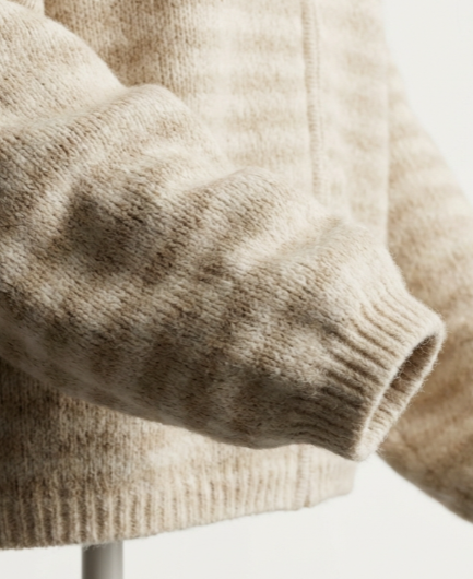 Valeria-Cárdigan de punto a rayas con cremallera color canela